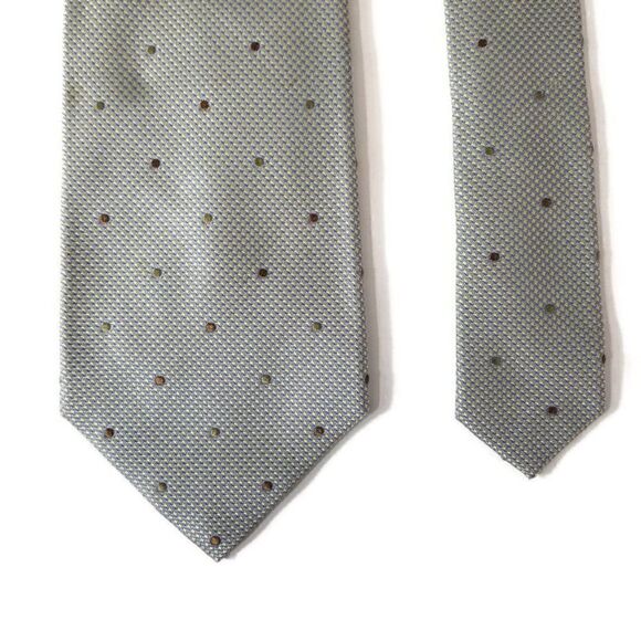 Borrelli Napoli Mens Luxury 7 Fold Gray Yellow Silk Made in Italy Neck Tie - Picture 4 of 10